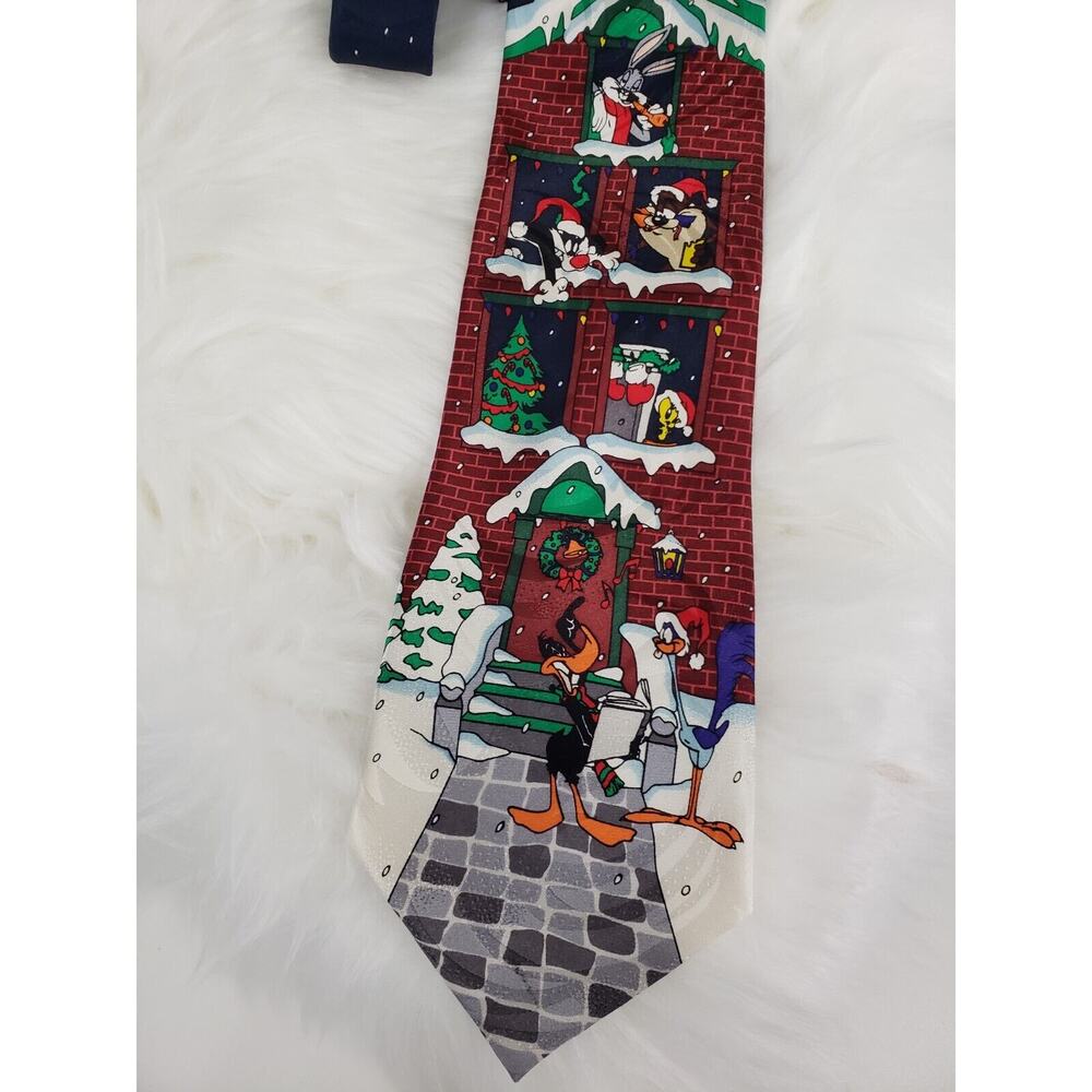 Vintage Christmas Taz Neck Tie Looney Tunes Bugs Bunny‎ 90s y2k dad daffy duck